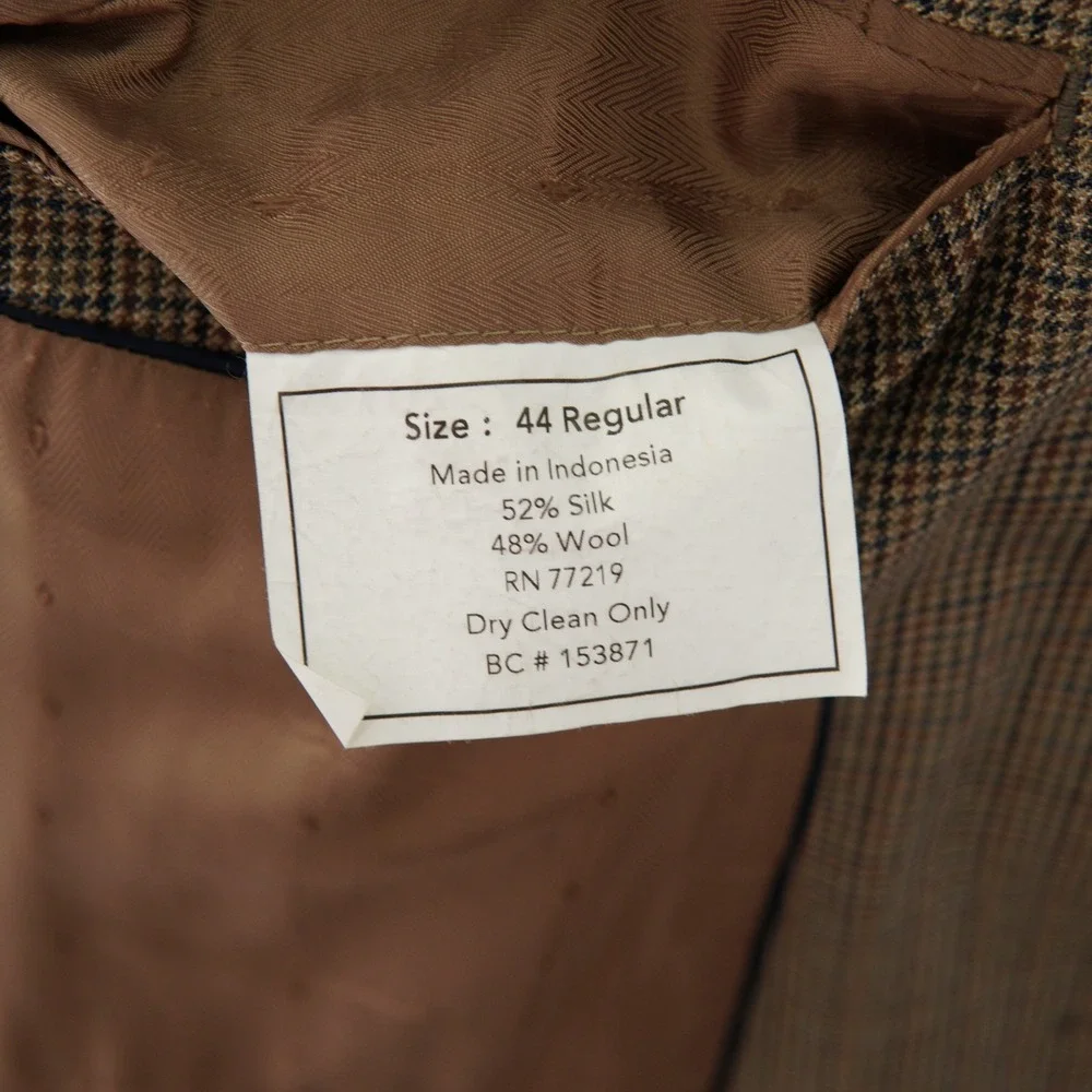 Joseph & Feiss Gold Wool Silk Tan Houndstooth Sport Coat 42R Tagged 44R